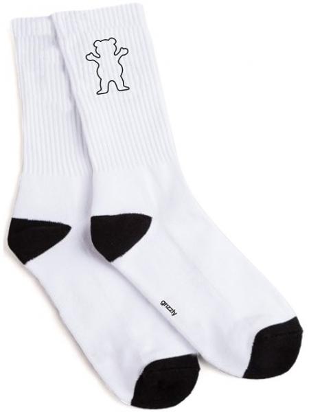 Grizzly Linework Crew Socks White/Black