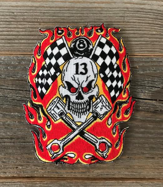 Totenkopf, Kolben, Flaggen, Flammen