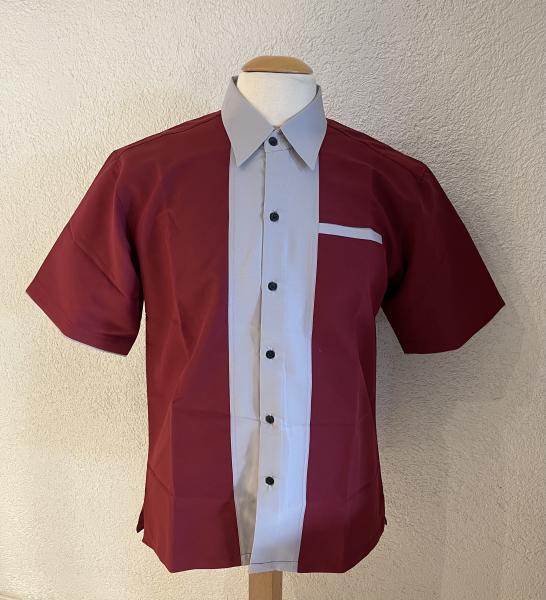 Workershirt Bordeaux / Grau